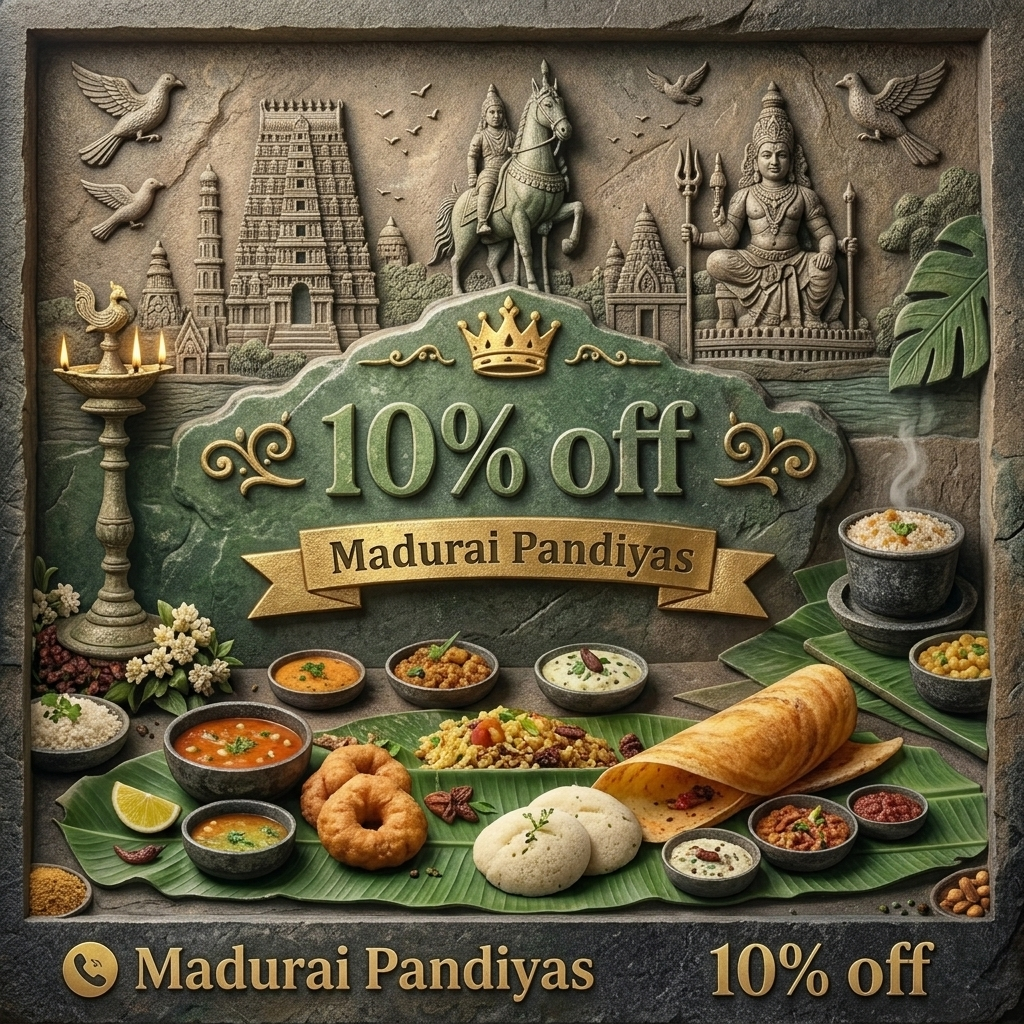 make-each-one-of-these-squares-it-s-own-_fJSMBGMWXeGZkD46IAYIUw_MrckCk7cS8iUWhTuaWVFwQ Save 10% at Madurai Pandiyas 🍛 - Image 1